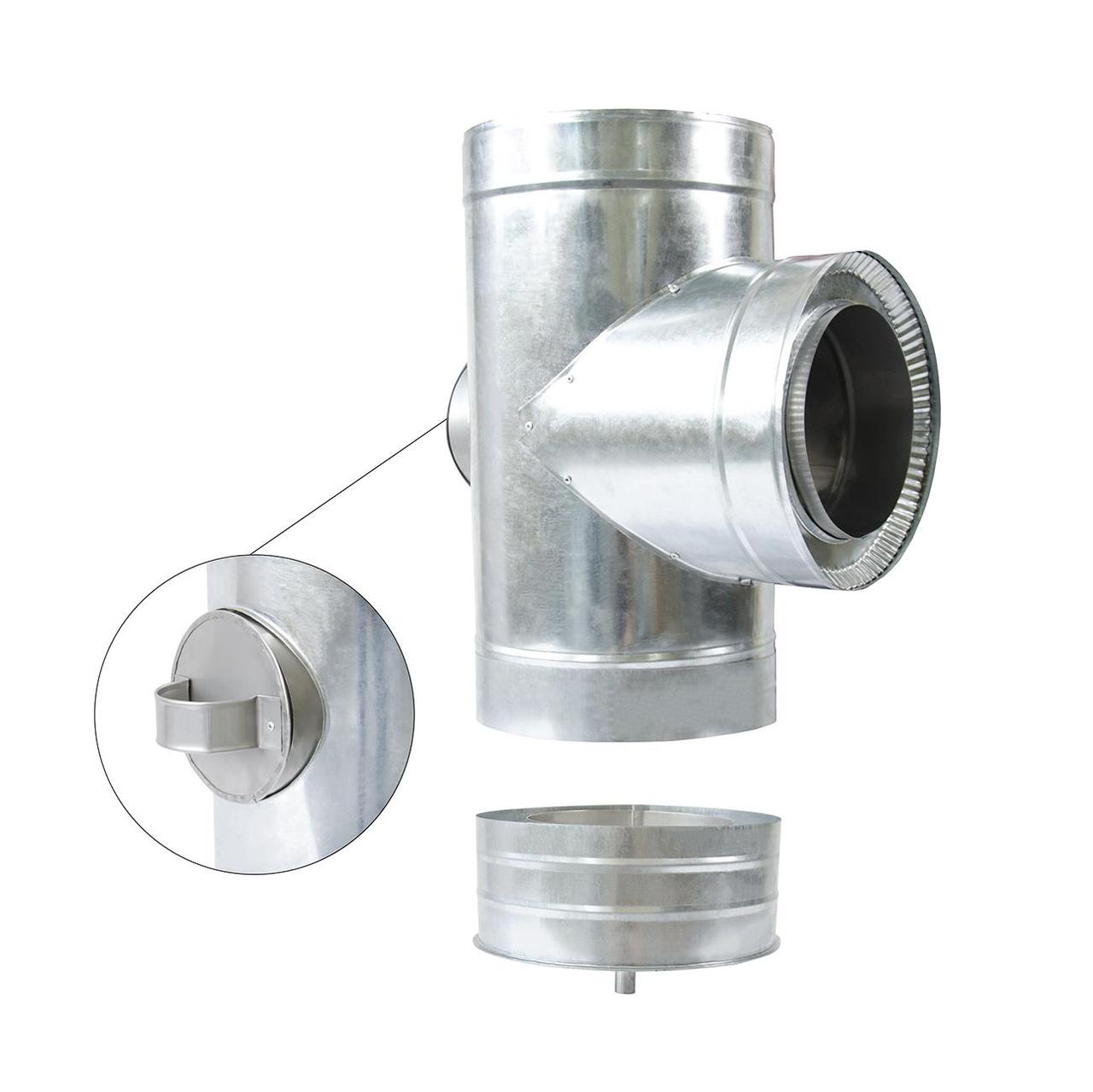 Н/ОЦ Трійник 90° двост.s0,5 мм (AISI 304/ОЦ) d130/200 мм з ревізією