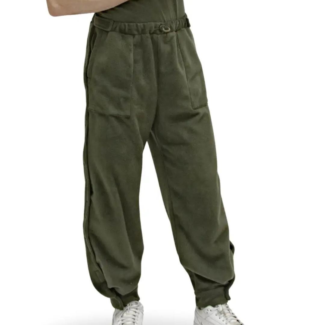 Адаптивные брюки при травмировании ног, флис Kirasa хаки (Арт KI422)