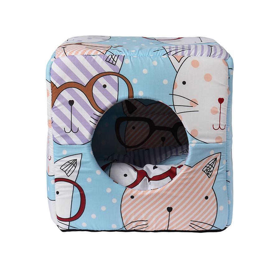 Лежак від Джека Юрта (Тканина Бязь Коти в окулярах на блакитному фоні)