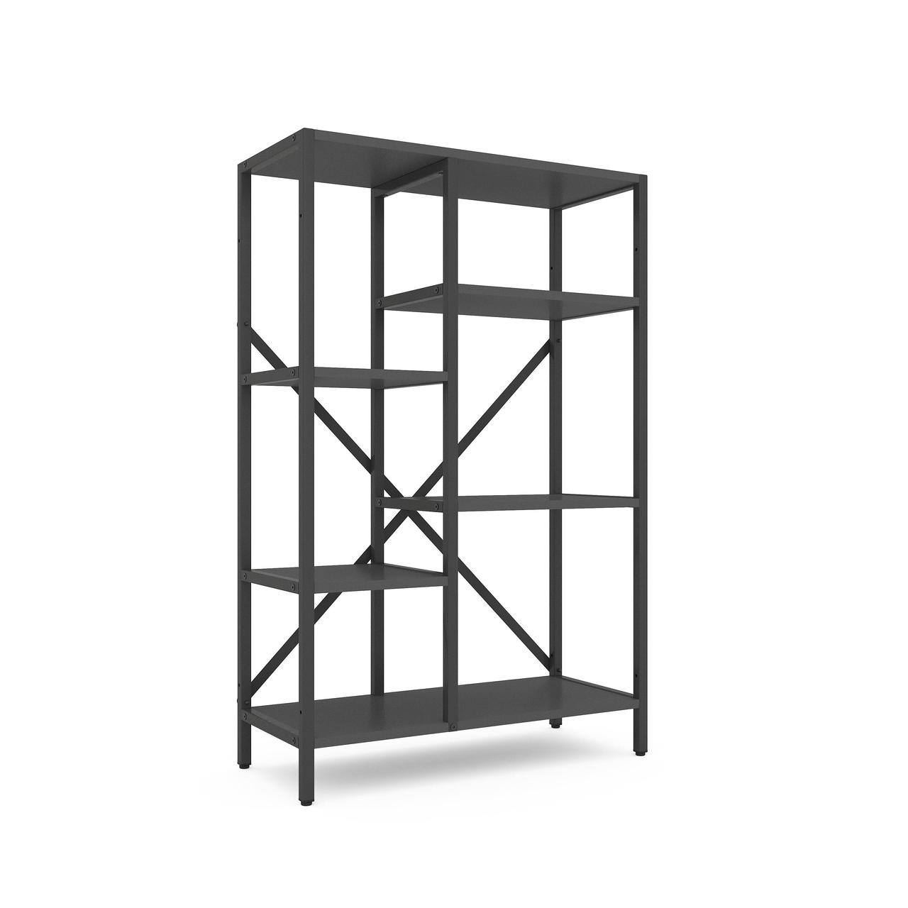 Стелаж Лофт Каскад 1090х700х300 Міткас, 35 кг/полицю, 5 полиць, ЛДСП, антрацит-антрацит