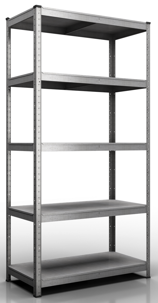 Стелаж Бюджет ОС 1800х900х400 Місяць, 100 кг/полка, оцинкований, металевий, 5 полиць, сталева полиця