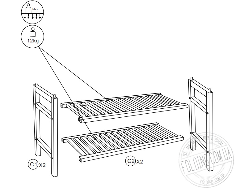 Максимальная нагрузка на полку 12 кг.