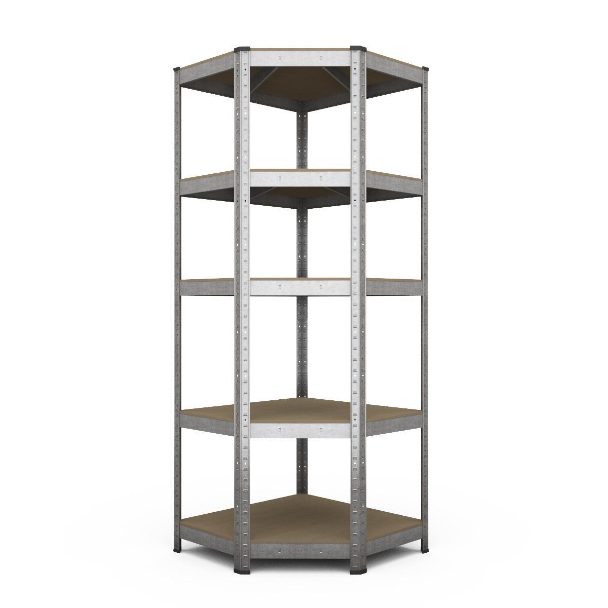 Стеллаж угловой Бюджет ОД 1800х900х450x635 Меткас, 150 кг/полка, 5 полок, ДСП, оцинкованный